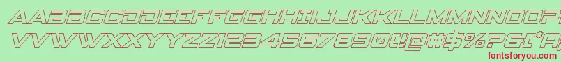 フォントspyagency3 1outital – 赤い文字の緑の背景