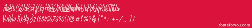 Fonte Spydolls demo – fontes rosa em um fundo vermelho
