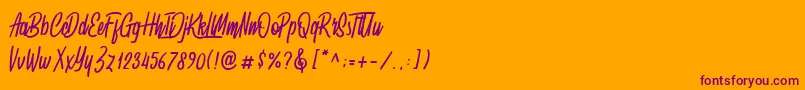 Spydolls demo Font – Purple Fonts on Orange Background