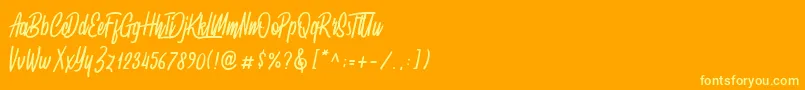 Fonte Spydolls demo – fontes amarelas em um fundo laranja