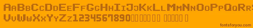 SQELLS-Schriftart – Braune Schriften auf orangefarbenem Hintergrund