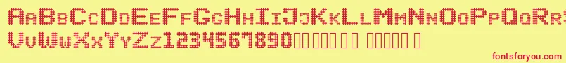 SQELLS-Schriftart – Rote Schriften auf gelbem Hintergrund