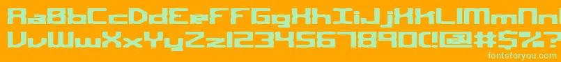 sqroute-Schriftart – Grüne Schriften auf orangefarbenem Hintergrund