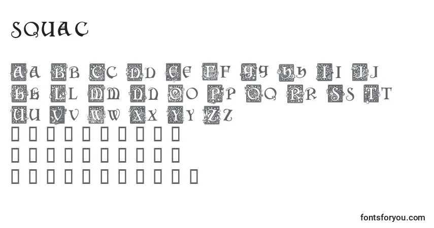 Czcionka Squac    (141751) – alfabet, cyfry, specjalne znaki