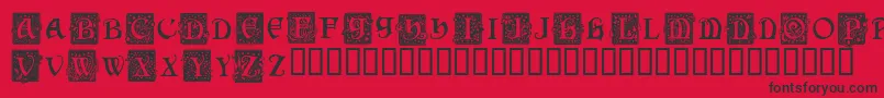 squac   -fontti – mustat fontit punaisella taustalla