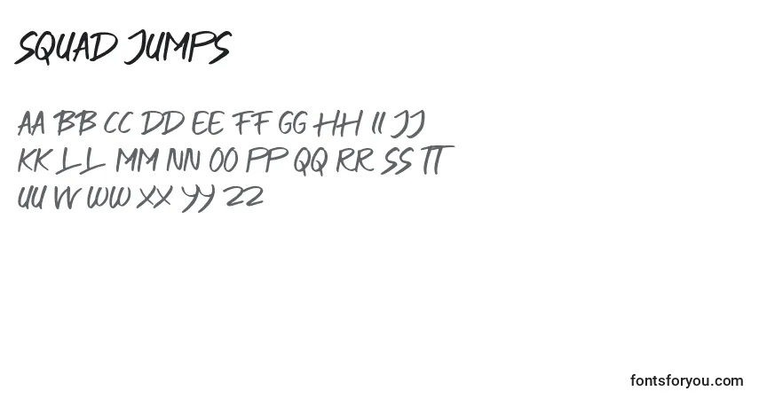 SQUAD JUMPS (141753)-fontti – aakkoset, numerot, erikoismerkit