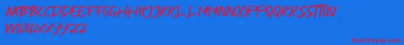 SQUAD JUMPS Font – Red Fonts on Blue Background