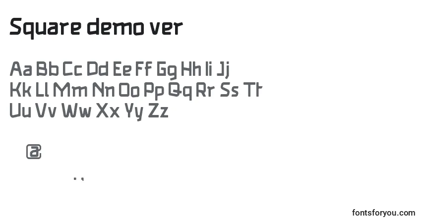 Czcionka Square demo ver  – alfabet, cyfry, specjalne znaki