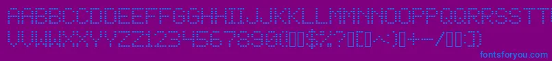 Square Dot Matrix-Schriftart – Blaue Schriften auf violettem Hintergrund