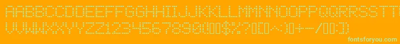 Square Dot Matrix Font – Green Fonts on Orange Background