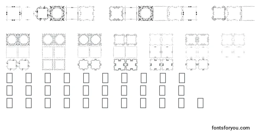 Schriftart Square Frames Demo – Alphabet, Zahlen, spezielle Symbole