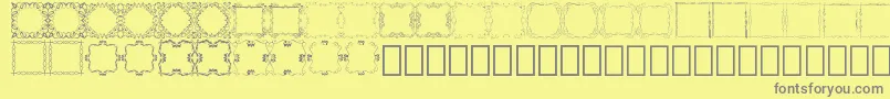 Square Frames Demo-fontti – harmaat kirjasimet keltaisella taustalla