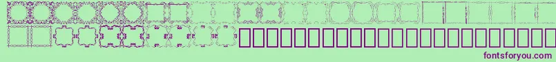Square Frames Demo-fontti – violetit fontit vihreällä taustalla
