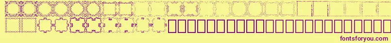 Square Frames Demo-fontti – violetit fontit keltaisella taustalla