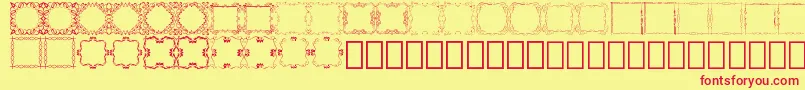 Square Frames Demo-fontti – punaiset fontit keltaisella taustalla
