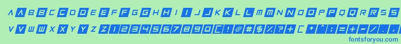 Fonte Squaresharps Italic – fontes azuis em um fundo verde