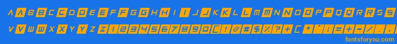 Fonte Squaresharps Italic – fontes laranjas em um fundo azul