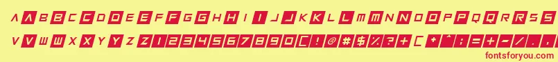 Fonte Squaresharps Italic – fontes vermelhas em um fundo amarelo
