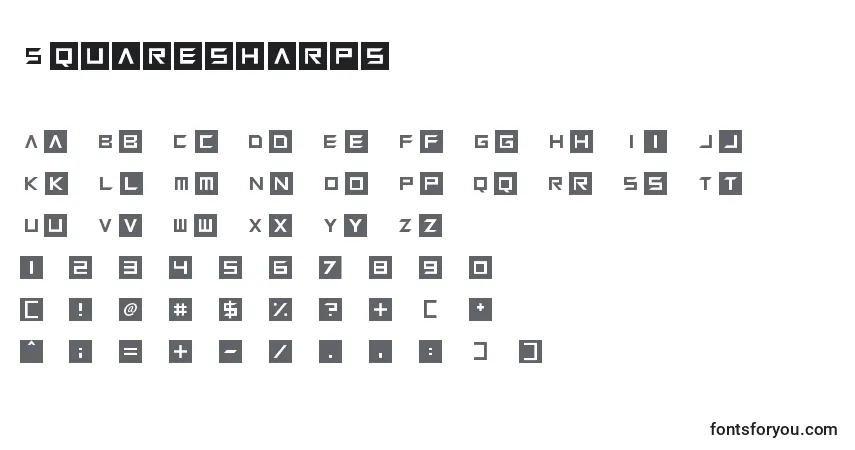 Schriftart Squaresharps – Alphabet, Zahlen, spezielle Symbole
