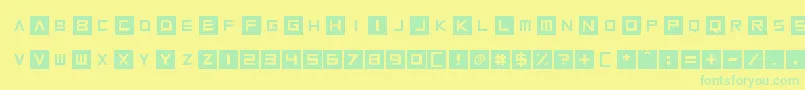 Squaresharps Font – Green Fonts on Yellow Background