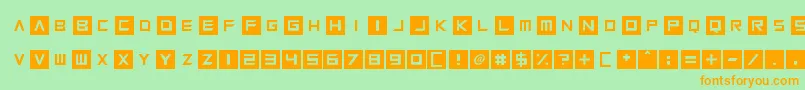 Squaresharps-Schriftart – Orangefarbene Schriften auf grünem Hintergrund