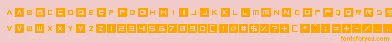 フォントSquaresharps – オレンジの文字がピンクの背景にあります。