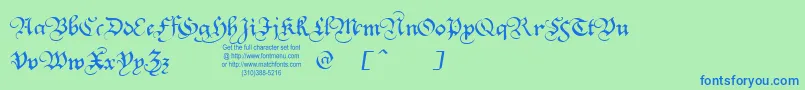 フォントSQUATT   – 青い文字は緑の背景です。