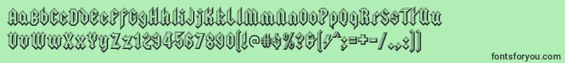 squealer embossed-Schriftart – Schwarze Schriften auf grünem Hintergrund