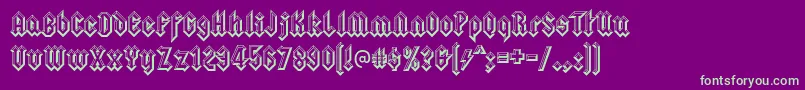 squealer embossed-Schriftart – Grüne Schriften auf violettem Hintergrund