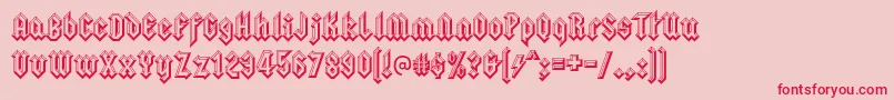 squealer embossed-Schriftart – Rote Schriften auf rosa Hintergrund