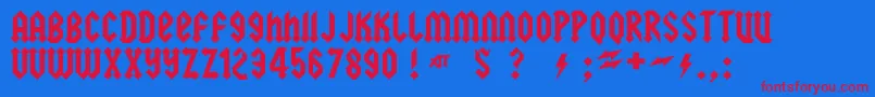 squealer Font – Red Fonts on Blue Background