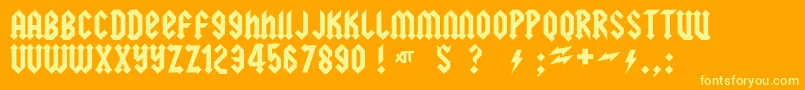 squealer-Schriftart – Gelbe Schriften auf orangefarbenem Hintergrund