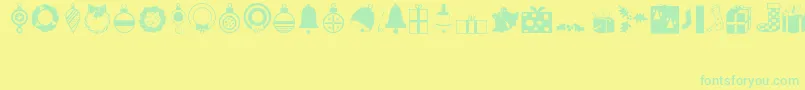 Festive-Schriftart – Grüne Schriften auf gelbem Hintergrund