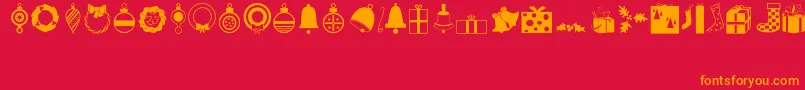 Festive-Schriftart – Orangefarbene Schriften auf rotem Hintergrund