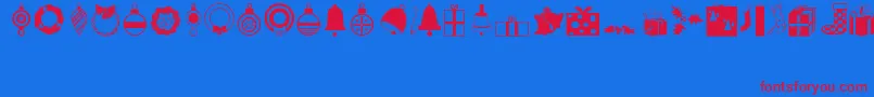 Festive-Schriftart – Rote Schriften auf blauem Hintergrund