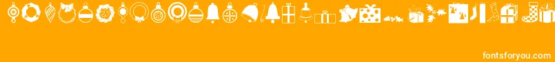 Festive-Schriftart – Weiße Schriften auf orangefarbenem Hintergrund