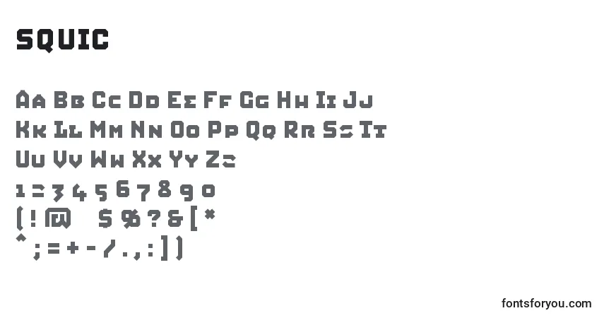 A fonte SQUIC    (141770) – alfabeto, números, caracteres especiais