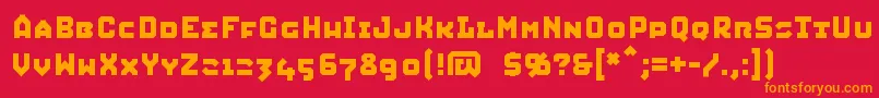 SQUIC   -Schriftart – Orangefarbene Schriften auf rotem Hintergrund