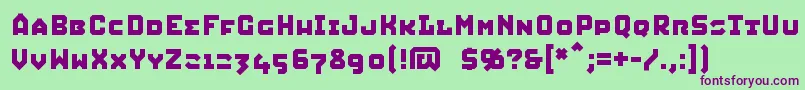 SQUIC   -fontti – violetit fontit vihreällä taustalla
