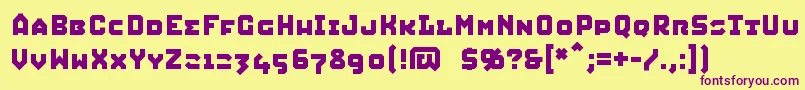 フォントSQUIC    – 紫色のフォント、黄色の背景