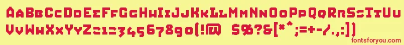 SQUIC   -Schriftart – Rote Schriften auf gelbem Hintergrund