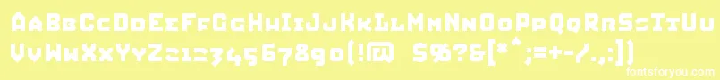 SQUIC   -fontti – valkoiset fontit keltaisella taustalla