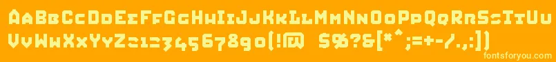 SQUIC   -Schriftart – Gelbe Schriften auf orangefarbenem Hintergrund