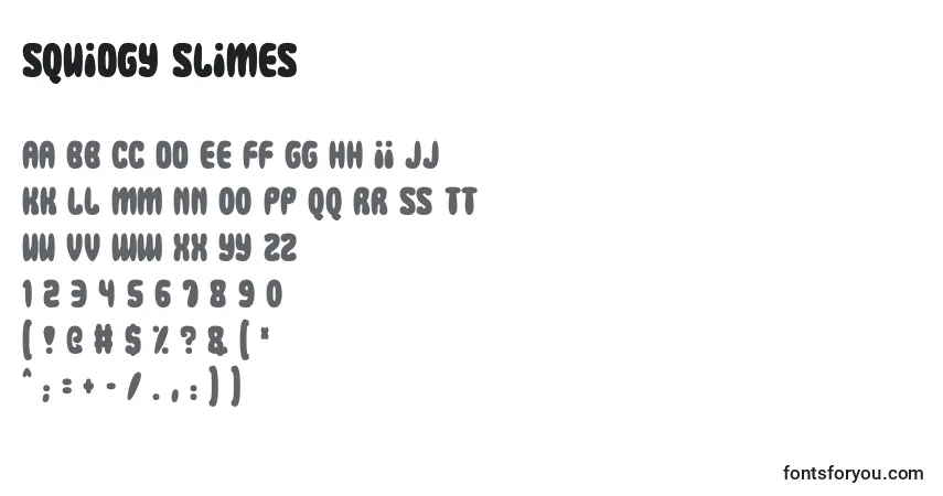 Шрифт Squidgy Slimes – алфавит, цифры, специальные символы