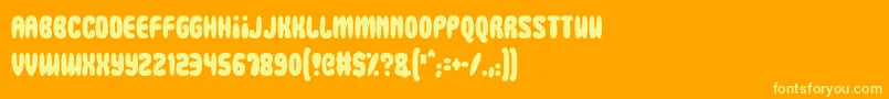 Squidgy Slimes-Schriftart – Gelbe Schriften auf orangefarbenem Hintergrund