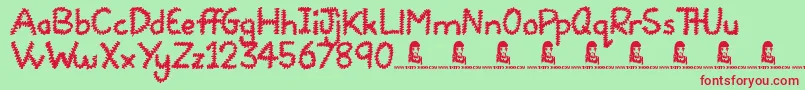 Squiggles Font – Red Fonts on Green Background