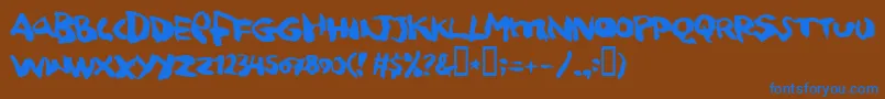 squitcher Font – Blue Fonts on Brown Background