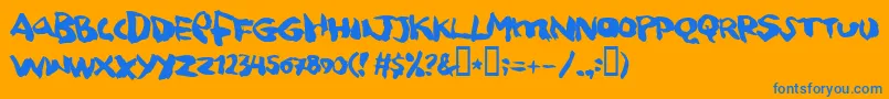 squitcher Font – Blue Fonts on Orange Background