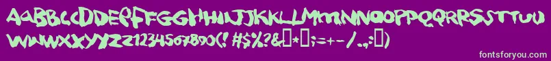 squitcher-Schriftart – Grüne Schriften auf violettem Hintergrund