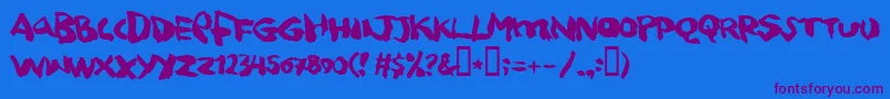 squitcher Font – Purple Fonts on Blue Background